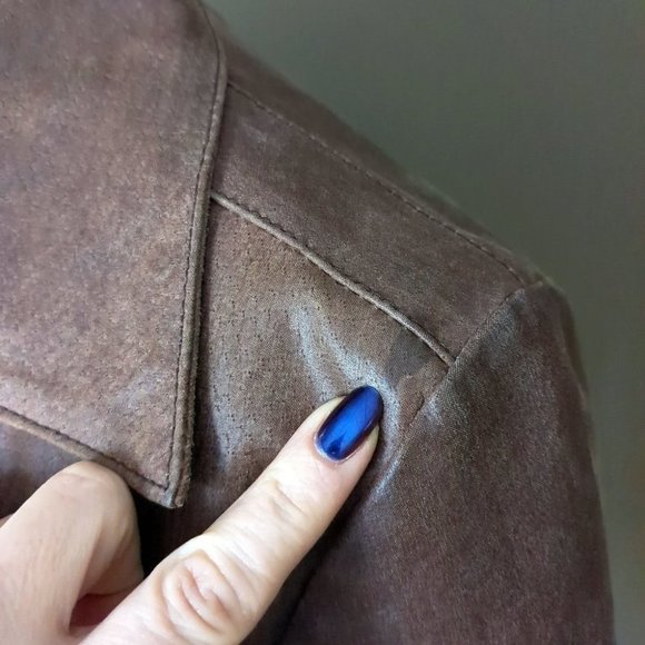 Rudsak 100% Nubuck Leather Biker Moto Jacket Braided Detail Chestnut Brown - Picture 11 of 16